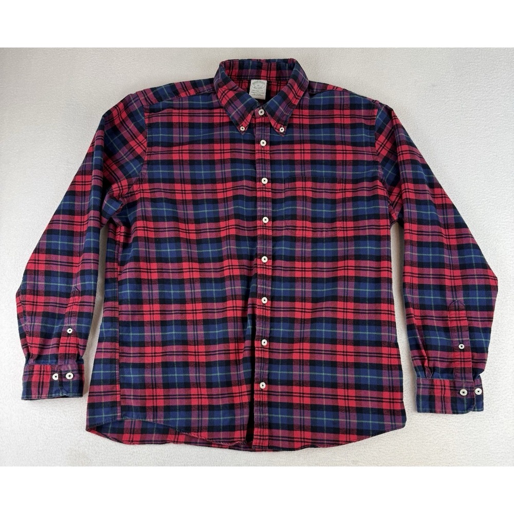 Brooks Brothers Tartan Flannel Milano Fit Men's Size XL Button Down Long Sleeve